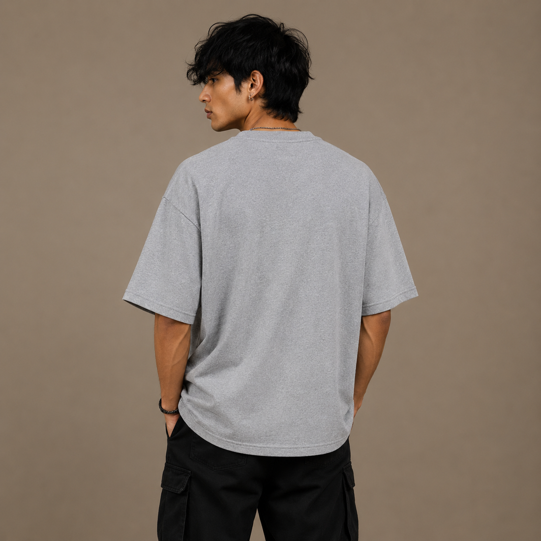 Premium Grey Melange Unisex Oversized Classic T-Shirt by PULVORA in Grey Melange