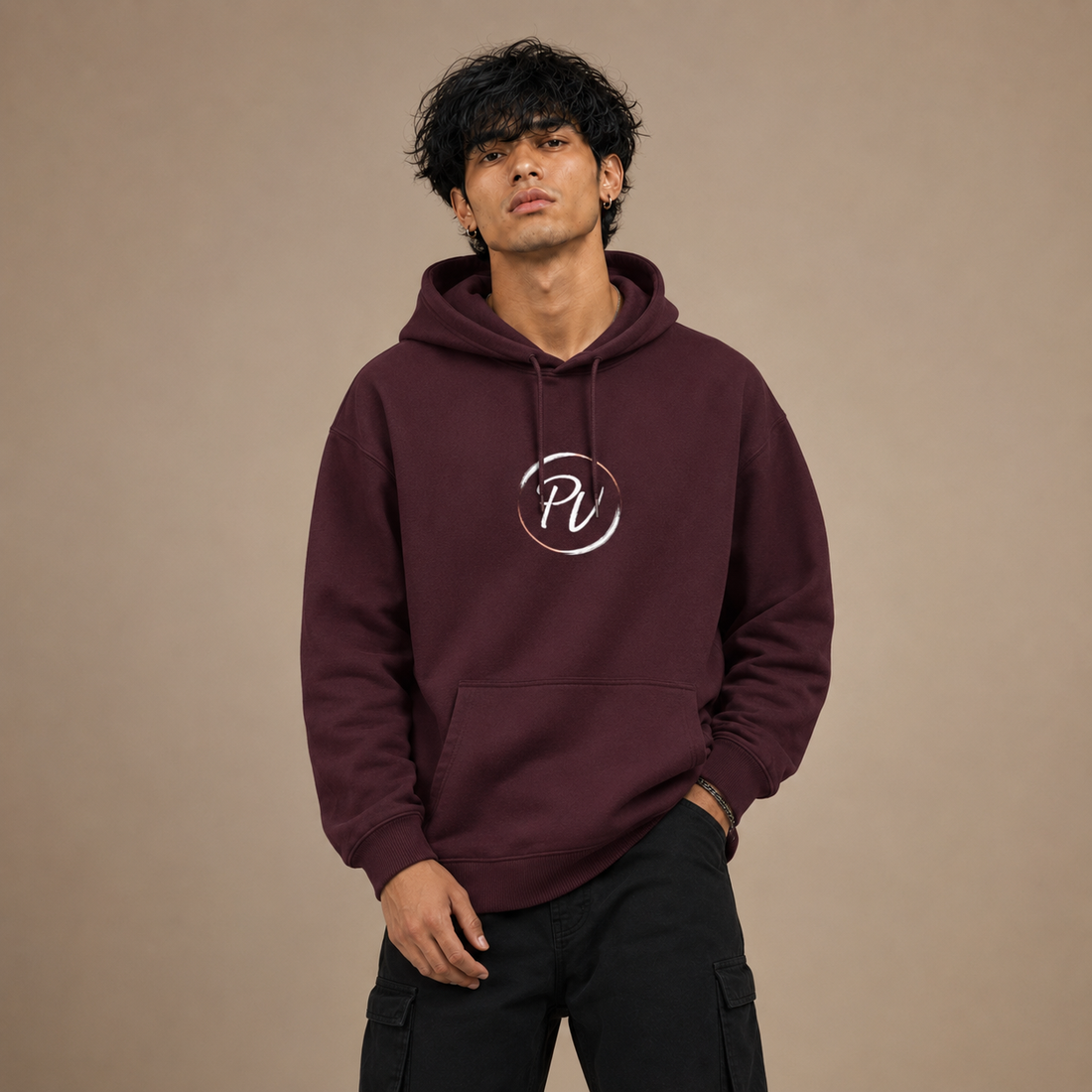Premium Oversized Hoodie Men by PULVORA – Core Classic in Maroon