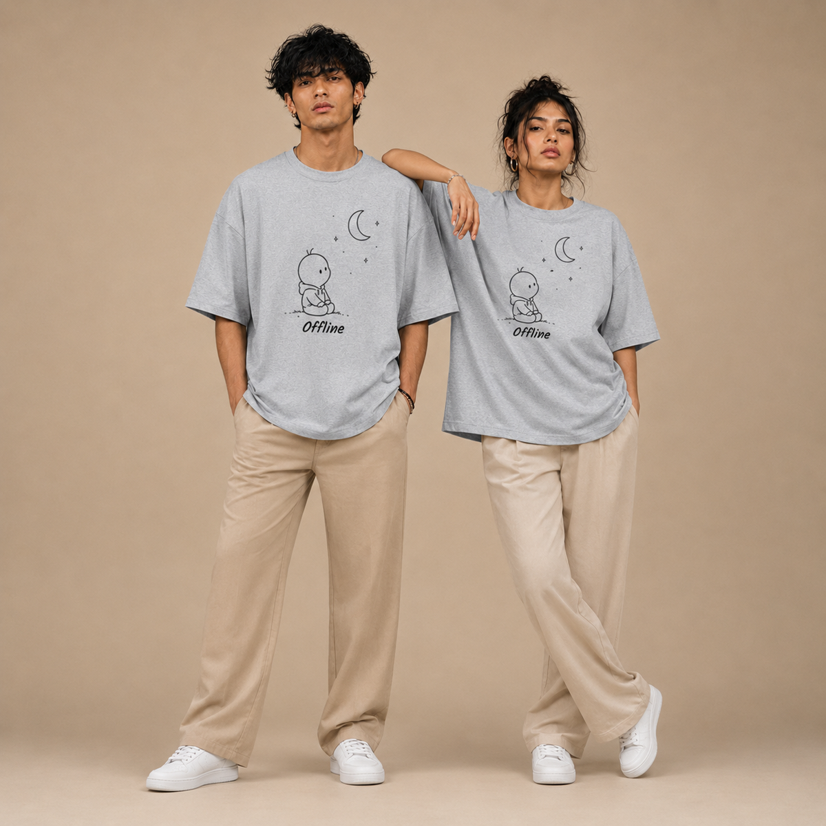 Loose Fit Cotton T Shirt by PULVORA – Quiet Grey in Grey