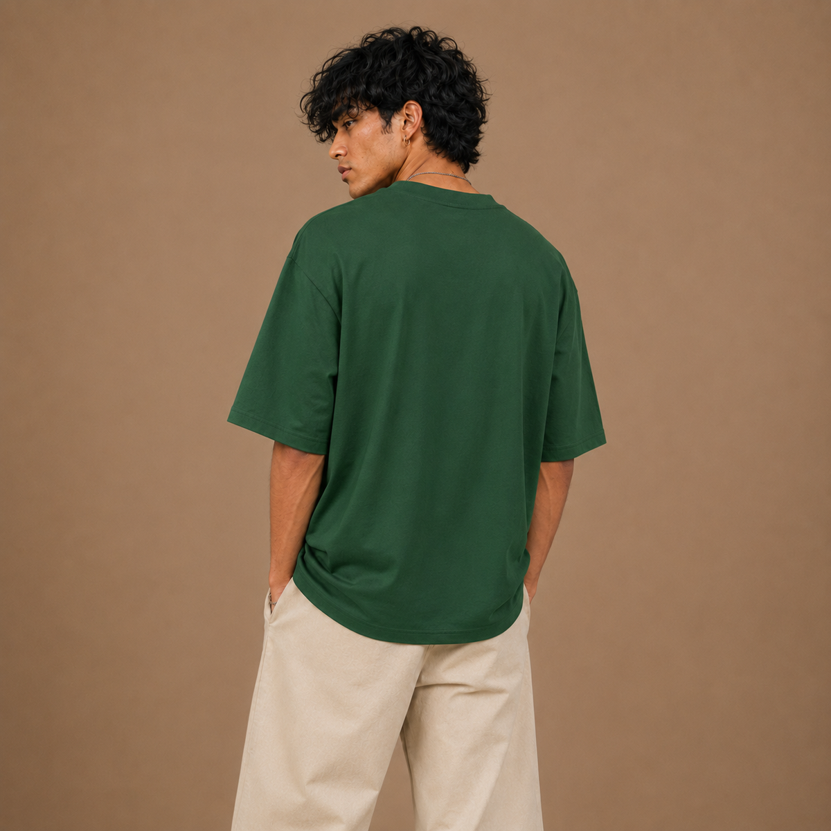 Heavyweight Oversized T Shirt by PULVORA – Forest Calm in Bottle Green