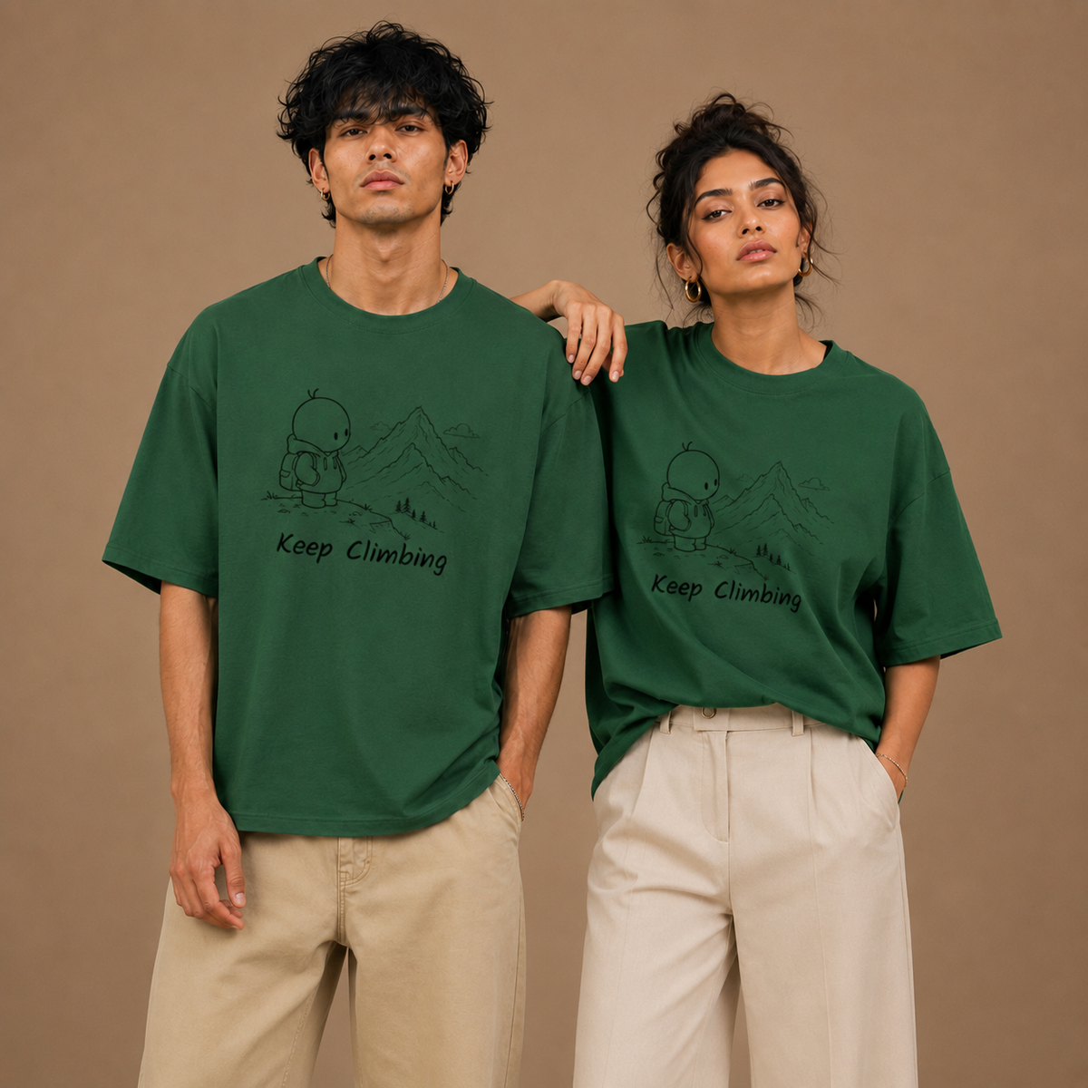 Heavyweight Oversized T Shirt by PULVORA – Forest Calm in Bottle Green