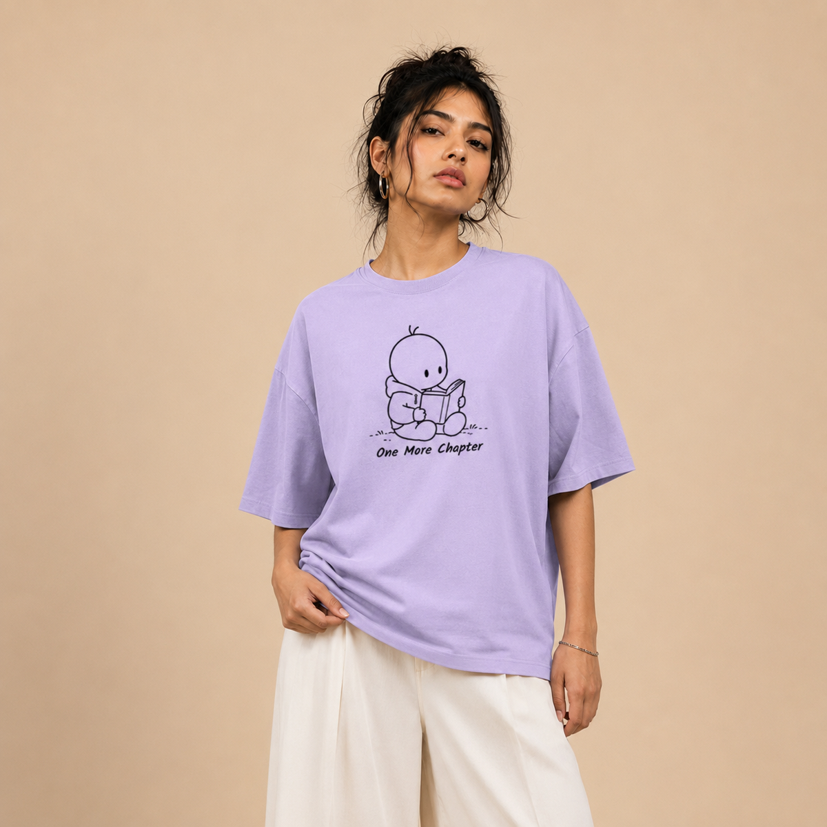 Crew Neck Oversized T Shirt by PULVORA – Lavender Haze in Lavender
