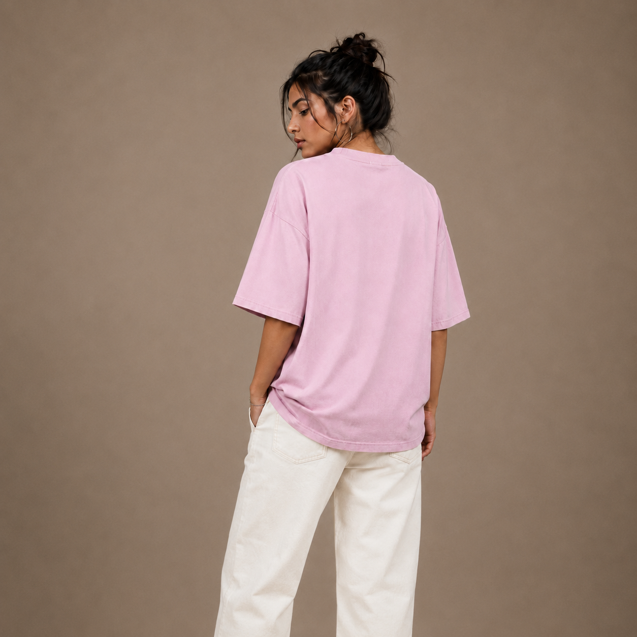 Casual Oversized T Shirt by PULVORA – Soft Blush in Baby Pink