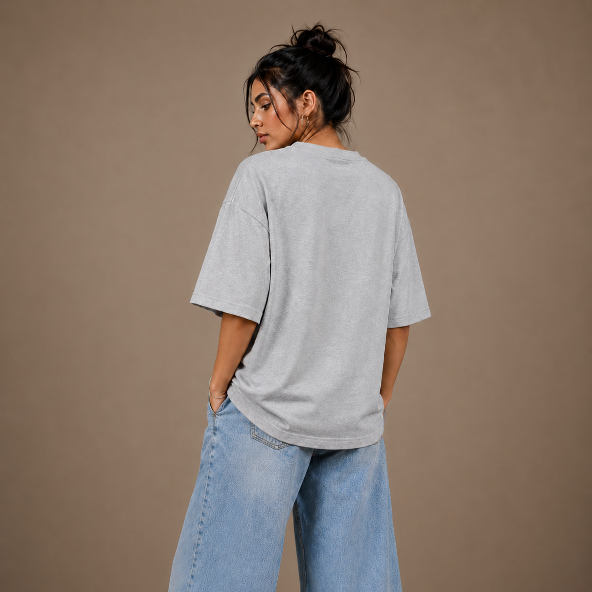 Loose Fit Cotton T Shirt by PULVORA – Quiet Grey in Grey