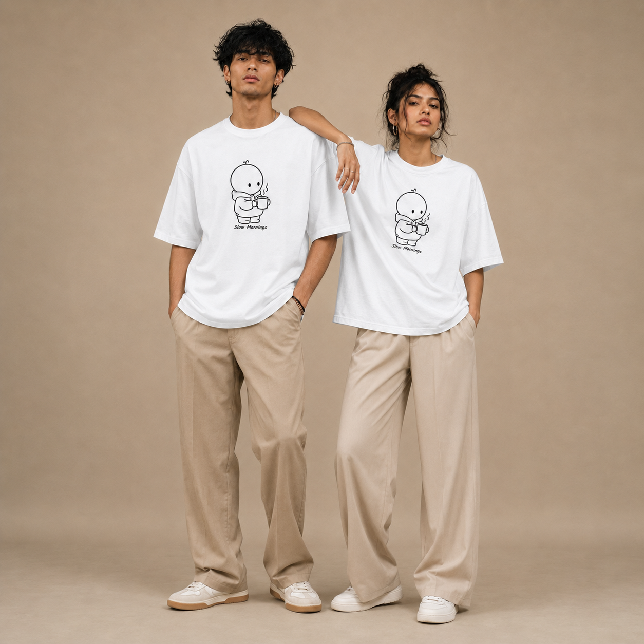 Oversized Cotton T Shirt by PULVORA – Cloud Pause in White