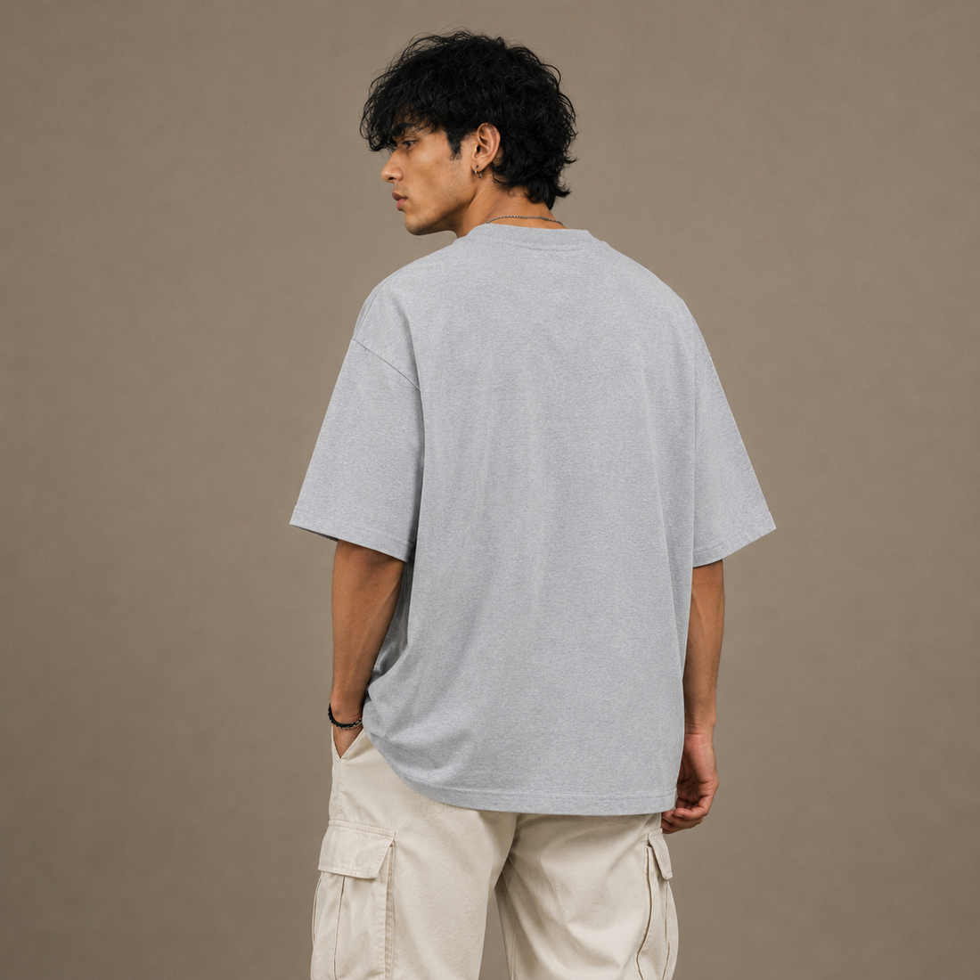 Premium Oversized Cotton Shirt by PULVORA – Ash Pause in Grey Melange