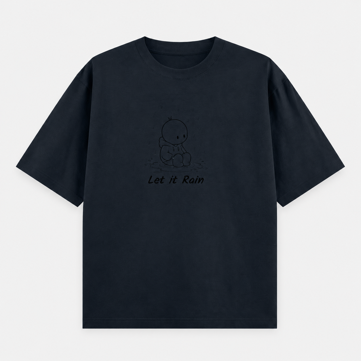 Premium Heavyweight Cotton Tee by PULVORA – Midnight Thought in Navy Blue