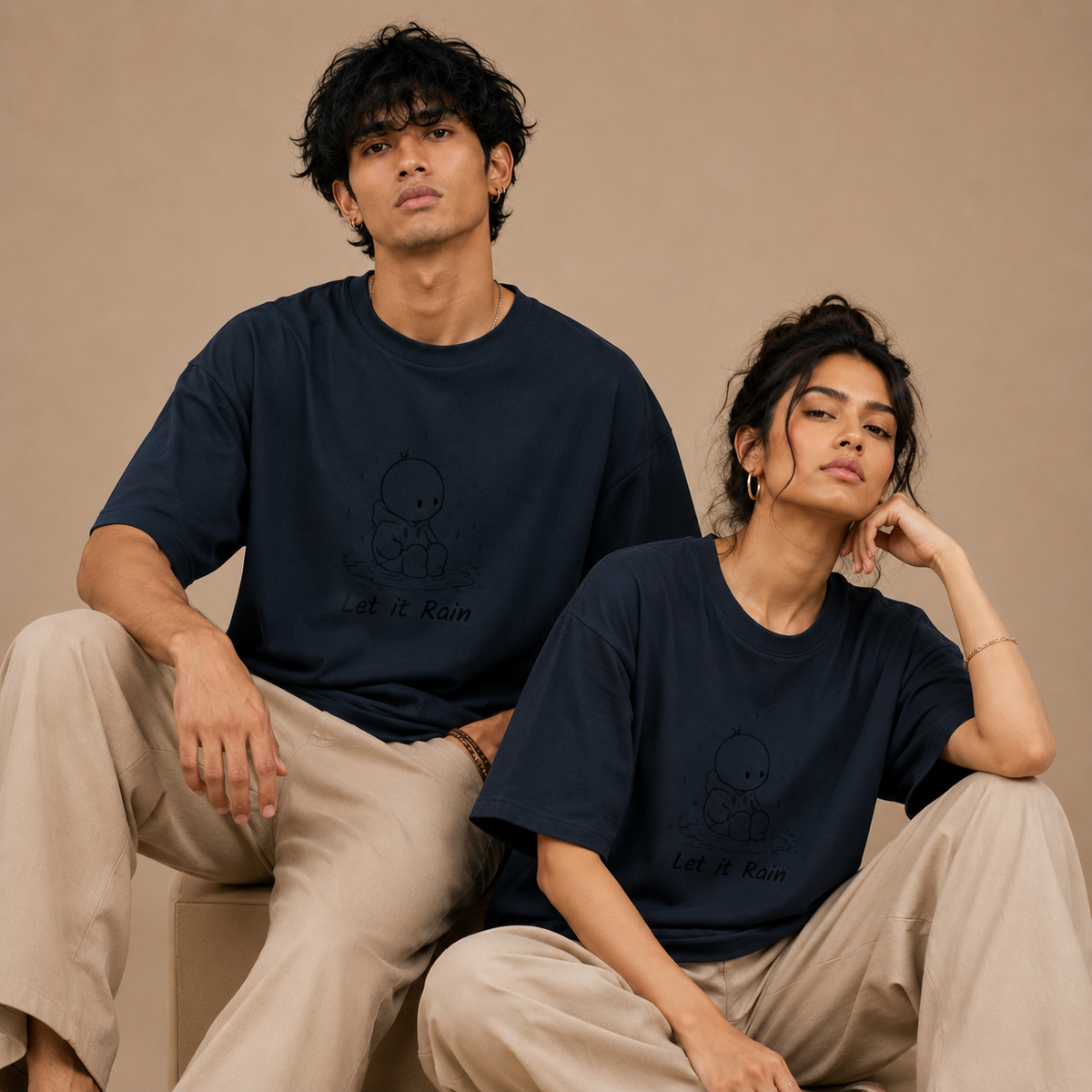 Premium Heavyweight Cotton Tee by PULVORA – Midnight Thought in Navy Blue