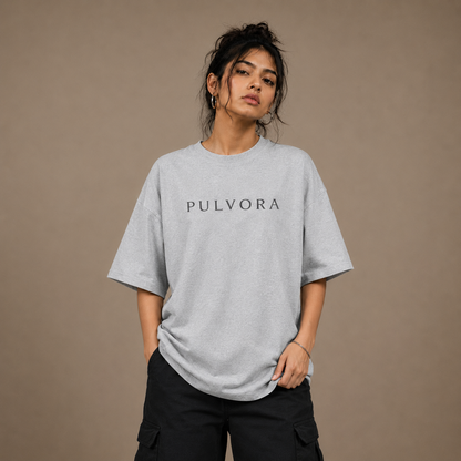 Premium Grey Melange Unisex Oversized Classic T-Shirt by PULVORA in Grey Melange