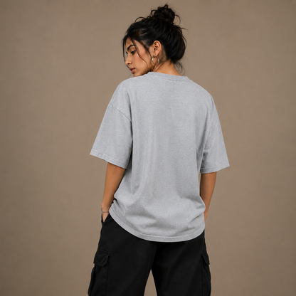 Premium Grey Melange Unisex Oversized Classic T-Shirt by PULVORA in Grey Melange