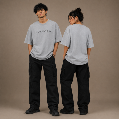 Premium Grey Melange Unisex Oversized Classic T-Shirt by PULVORA in Grey Melange