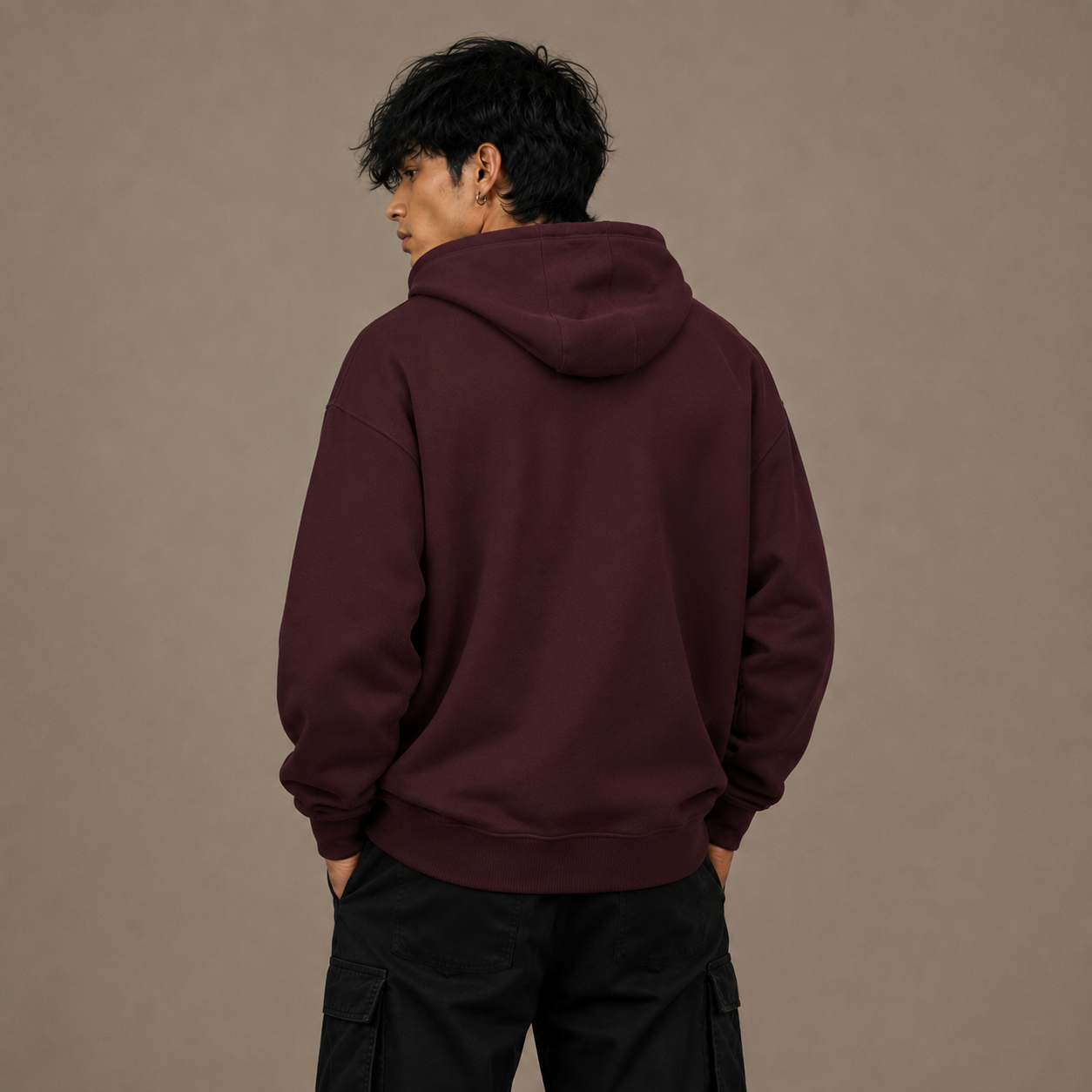 Premium Oversized Hoodie Men by PULVORA – Core Classic in Maroon