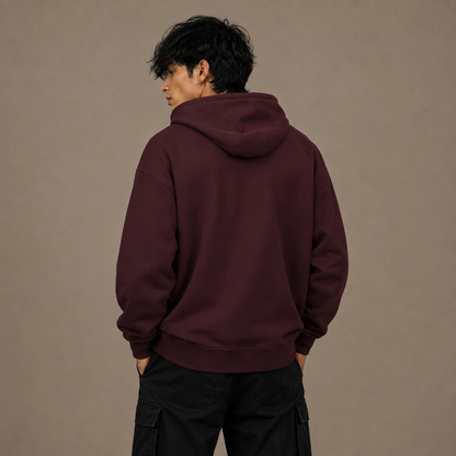 Premium Oversized Hoodie Men by PULVORA – Core Classic in Maroon