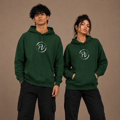 Premium Unisex Oversized Hoodie by PULVORA – Core Classic in Bottle Green