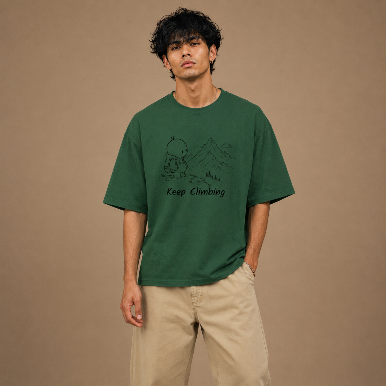 Heavyweight Oversized T Shirt by PULVORA – Forest Calm in Bottle Green