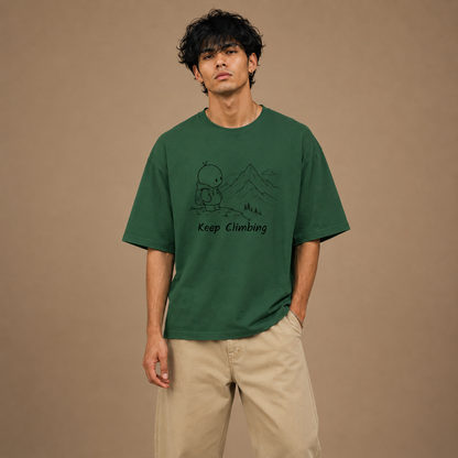 Heavyweight Oversized T Shirt by PULVORA – Forest Calm in Bottle Green