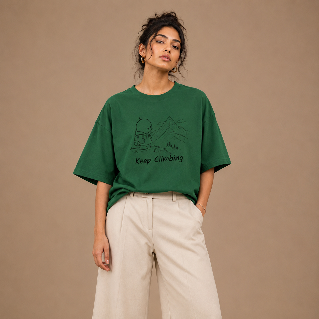 Heavyweight Oversized T Shirt by PULVORA – Forest Calm in Bottle Green