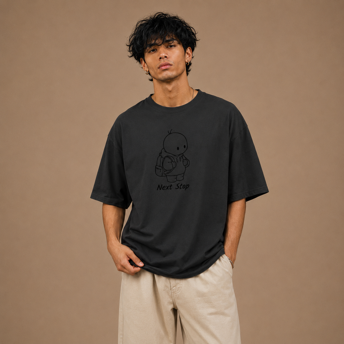 Vintage Oversized T Shirt by PULVORA – After Dark in Black
