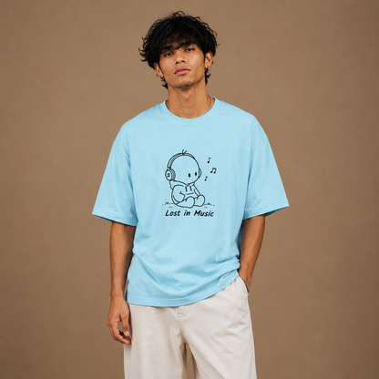 Relaxed Fit T Shirt by PULVORA – Daydream Blue in Baby Blue