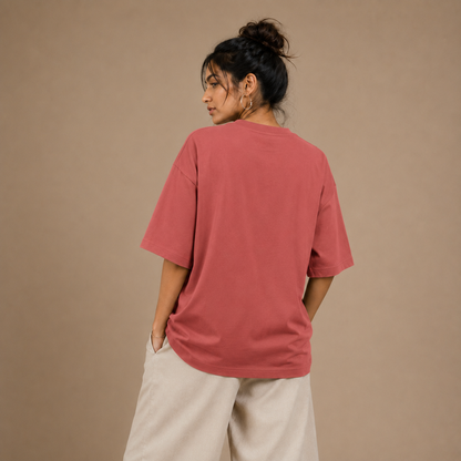 Drop Shoulder T Shirt by PULVORA – Coral Mood in Coral
