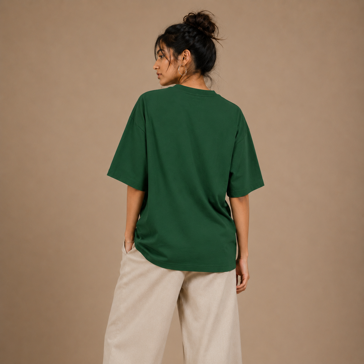 Heavyweight Oversized T Shirt by PULVORA – Forest Calm in Bottle Green