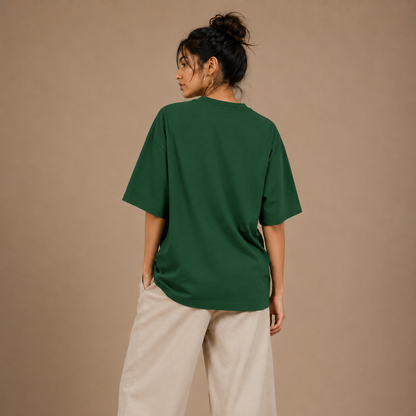 Heavyweight Oversized T Shirt by PULVORA – Forest Calm in Bottle Green