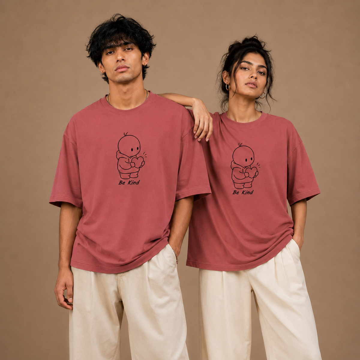 Drop Shoulder T Shirt by PULVORA – Coral Mood in Coral