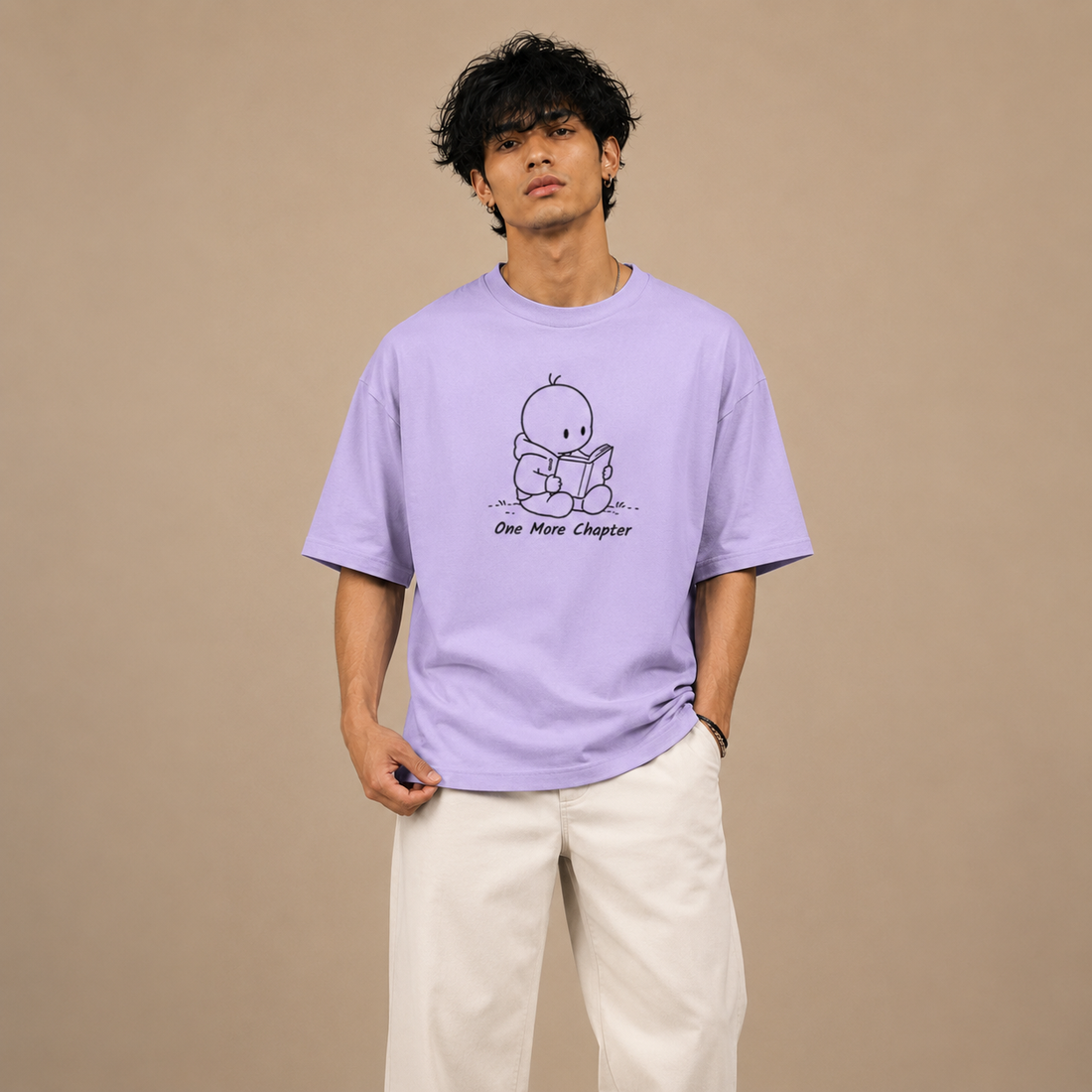 Crew Neck Oversized T Shirt by PULVORA – Lavender Haze in Lavender