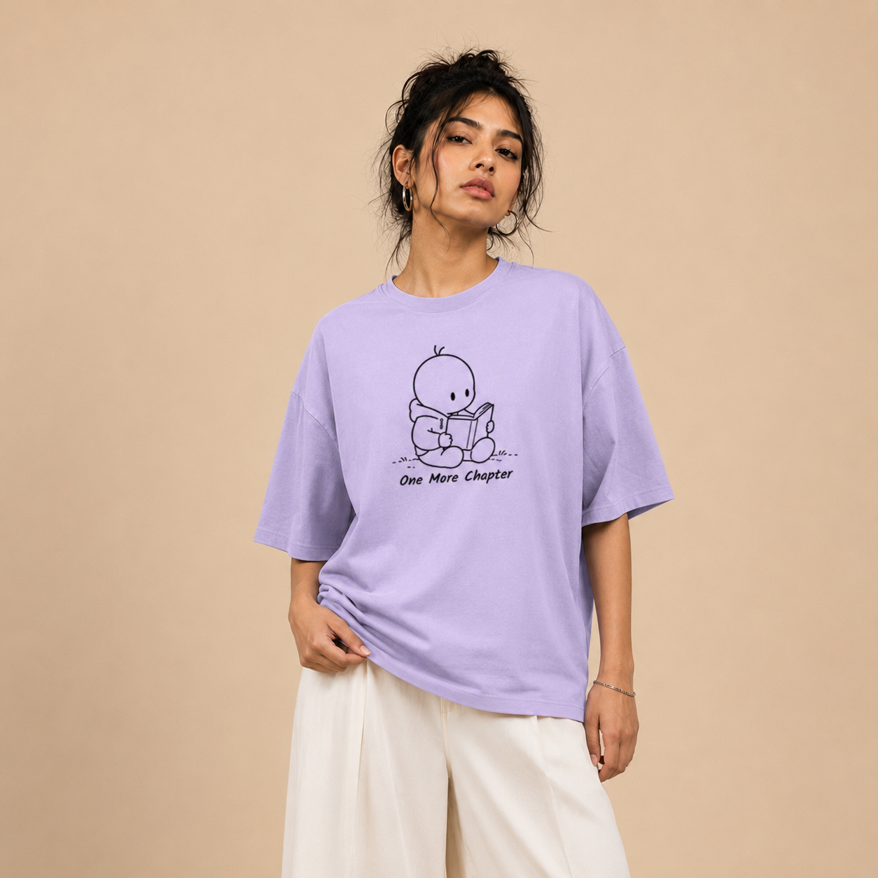 Crew Neck Oversized T Shirt by PULVORA – Lavender Haze in Lavender