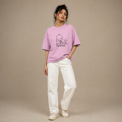 Casual Oversized T Shirt by PULVORA – Soft Blush in Baby Pink