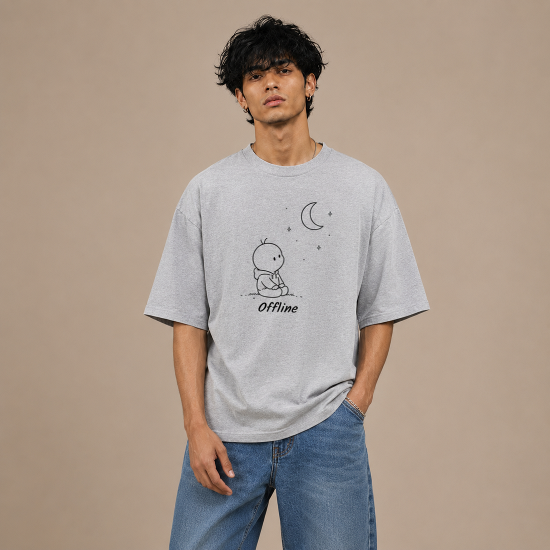 Loose Fit Cotton T Shirt by PULVORA – Quiet Grey in Grey