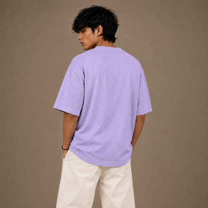 Crew Neck Oversized T Shirt by PULVORA – Lavender Haze in Lavender