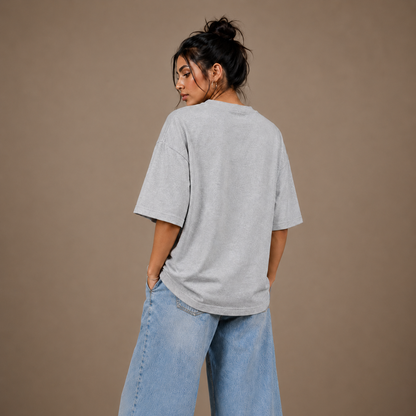 Loose Fit Cotton T Shirt by PULVORA – Quiet Grey in Grey