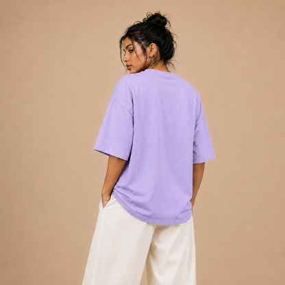 Crew Neck Oversized T Shirt by PULVORA – Lavender Haze in Lavender