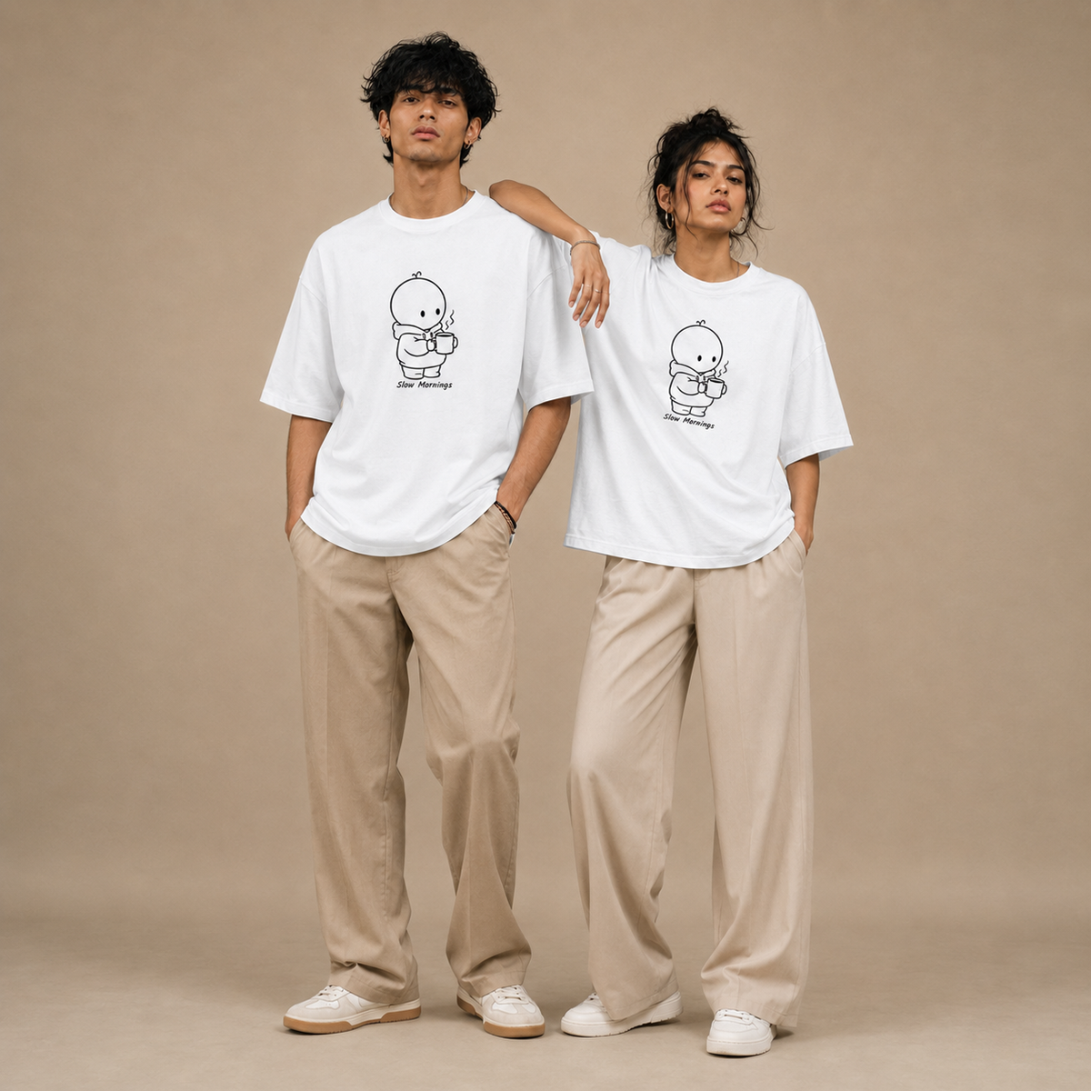 Oversized Cotton T Shirt by PULVORA – Cloud Pause in White