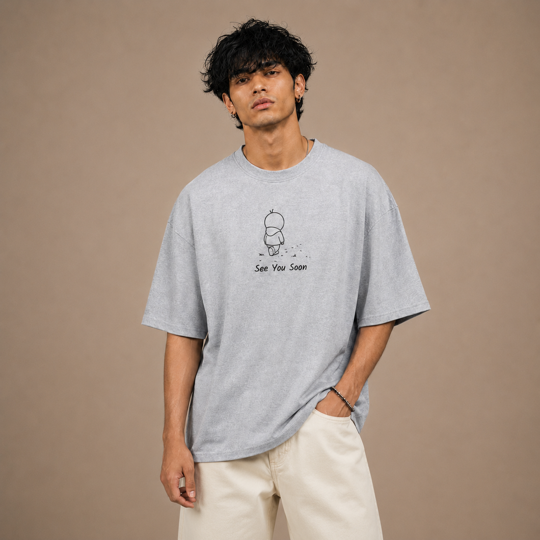 Premium Oversized Cotton Shirt by PULVORA – Ash Pause in Grey Melange