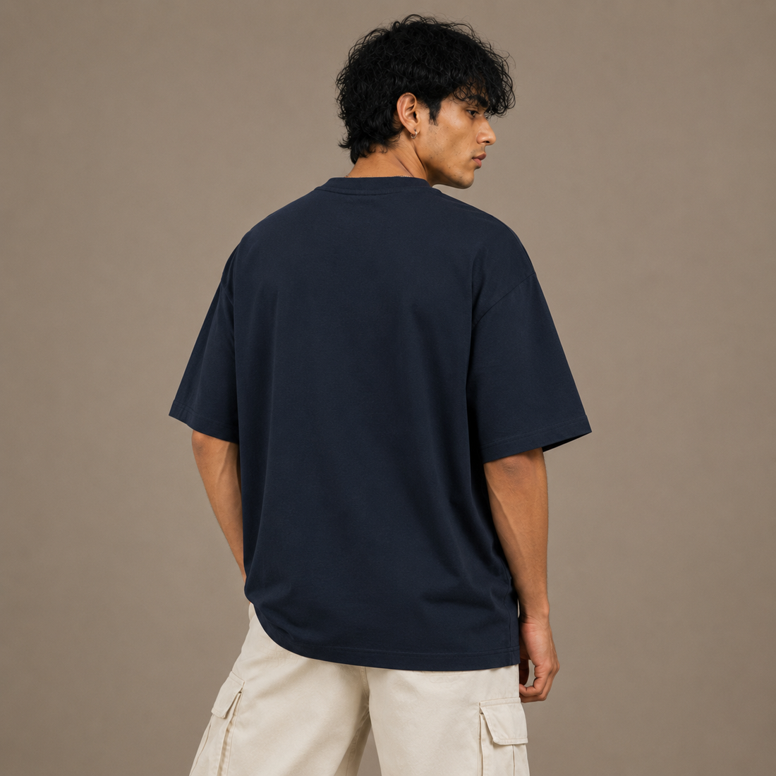 Premium Heavyweight Cotton Tee by PULVORA – Midnight Thought in Navy Blue