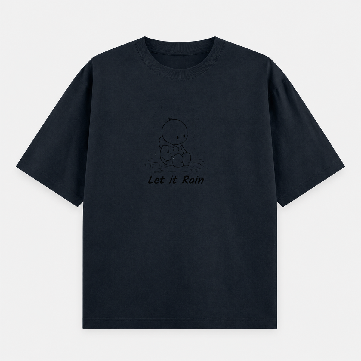 Premium Heavyweight Cotton Tee by PULVORA – Midnight Thought in Navy Blue