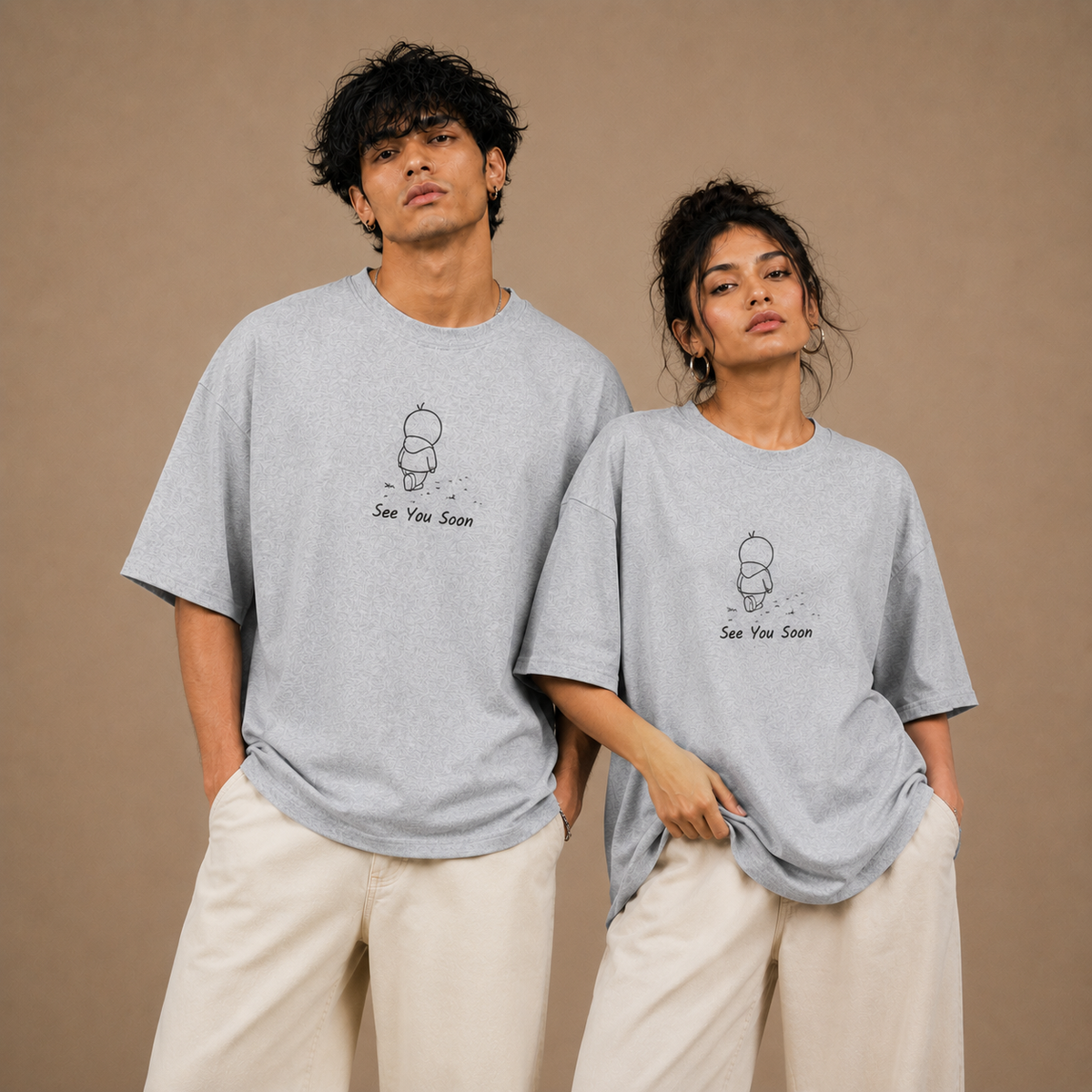 Premium Oversized Cotton Shirt by PULVORA – Ash Pause in Grey Melange